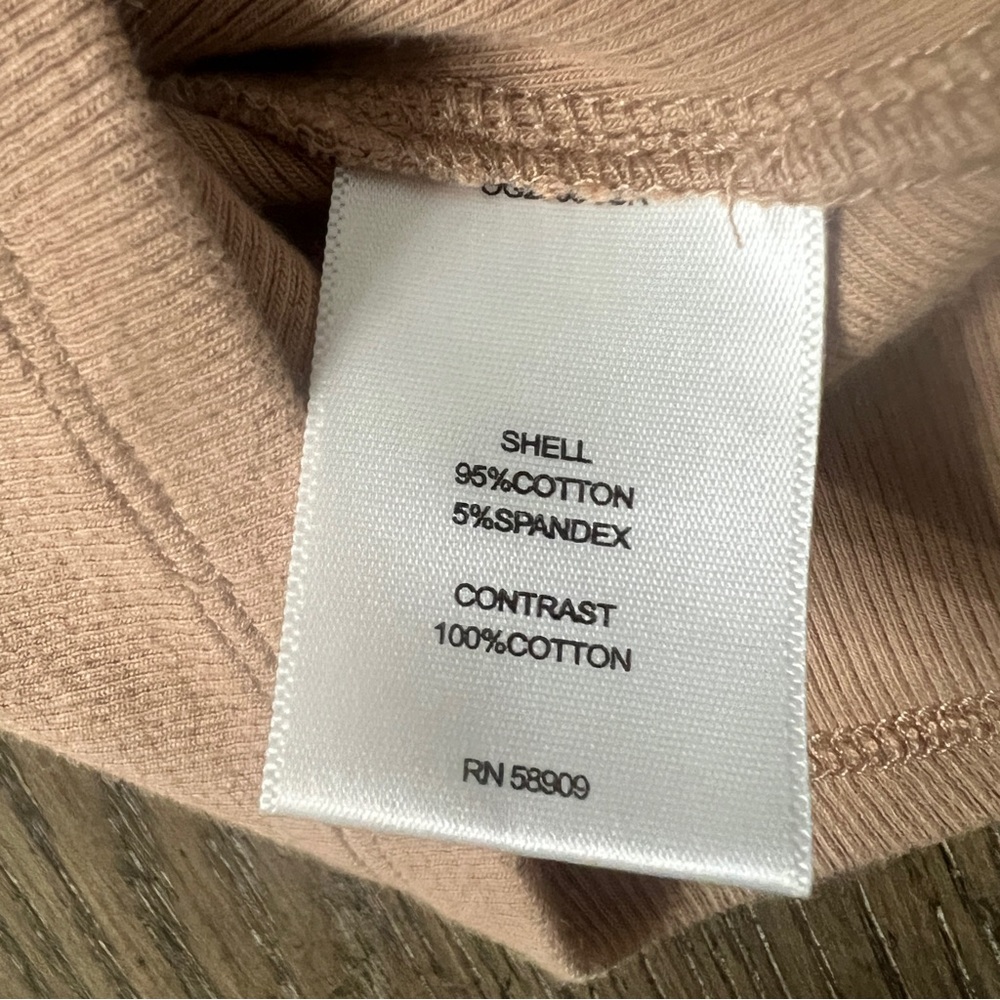 Gibson Latimer Beige Ruffle Sleeve Ribbed Crew Neck Tank Top size Large - Picture 3 of 7